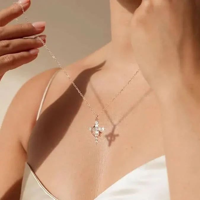 Grace Cross Necklace (Gold & Silver) Popular Cross with Crown Pendant Necklaces with Chain